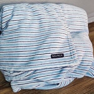 HUGE Nautica Blue White Stripe Blanket